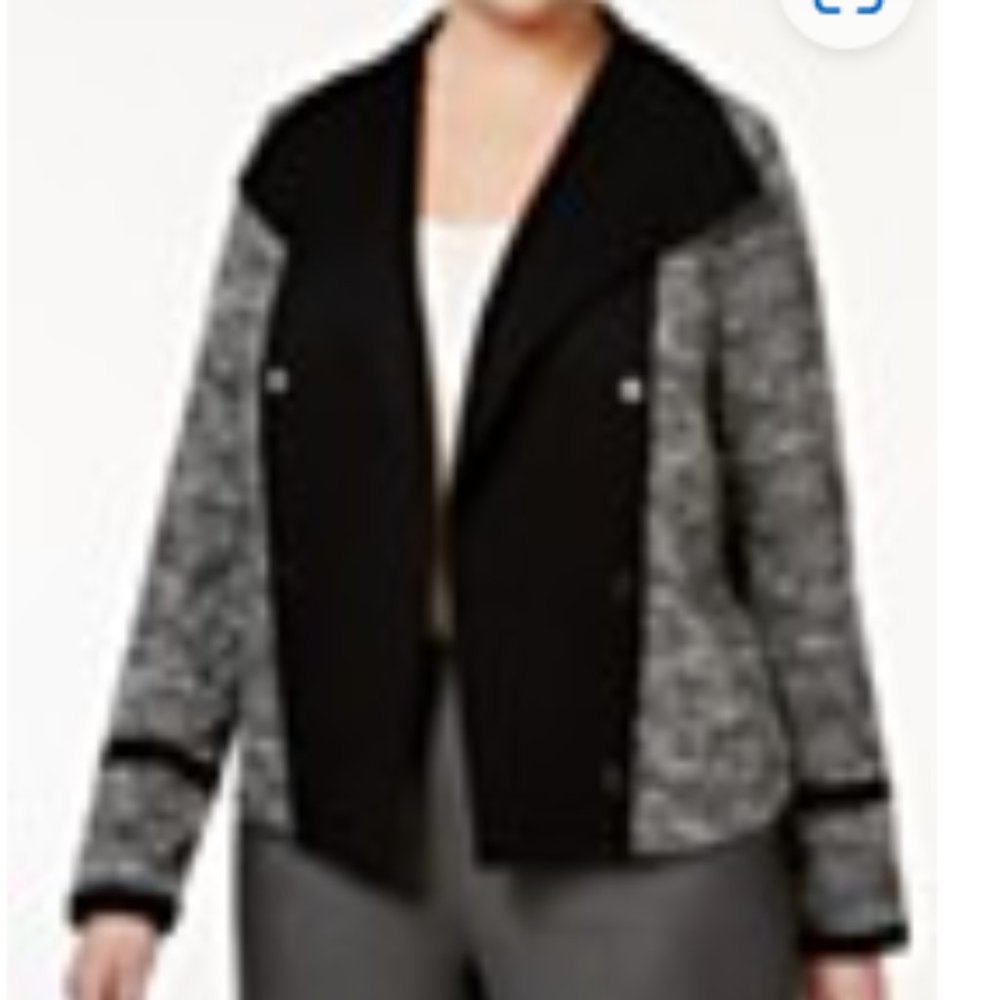 Calvin Klein Plus Size Womens Open-Front Military Blazer - 20W